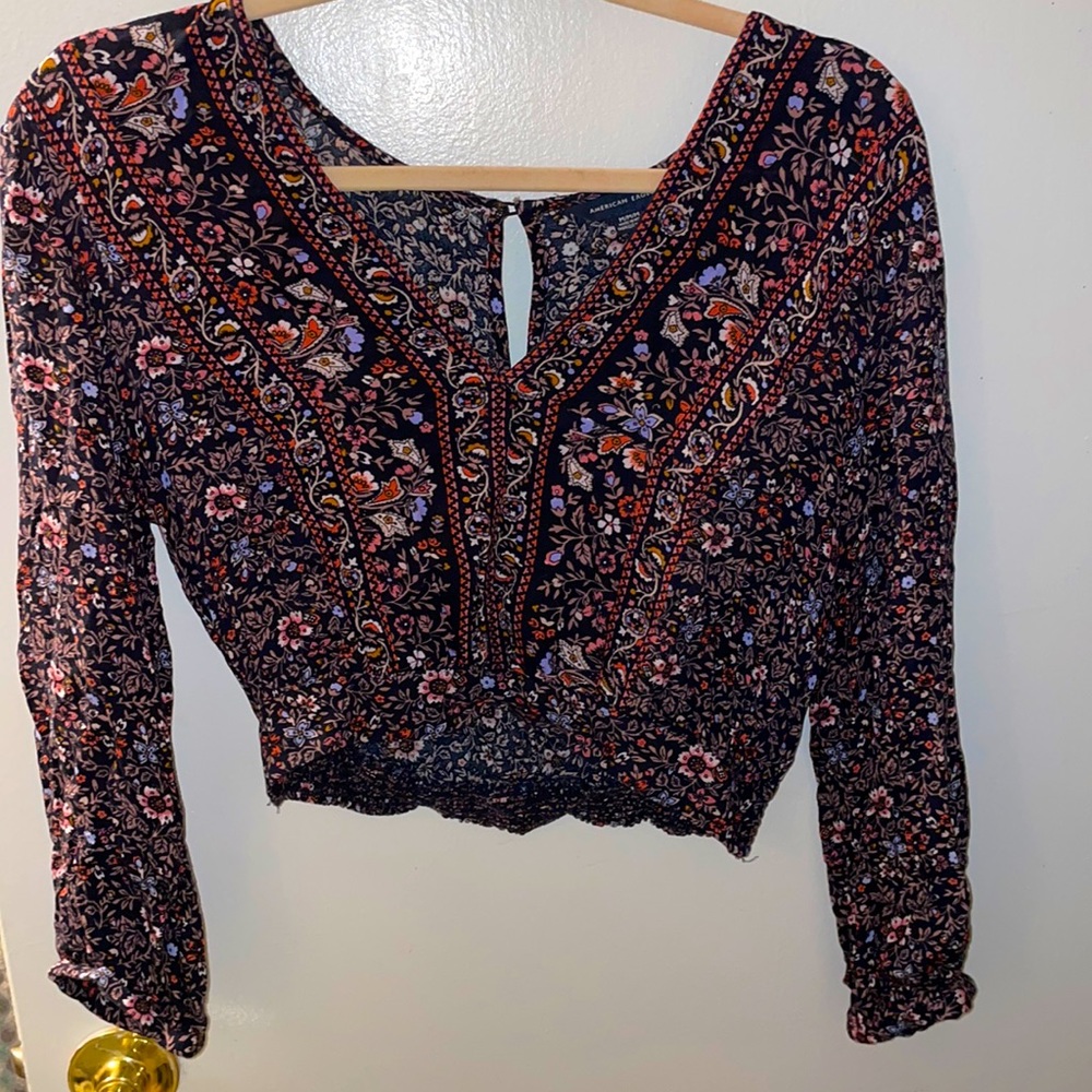 floral cropped shirt